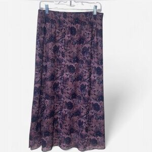 ROMWE Purple Midi Skirt Floral Butterfly Goth Punk Fairycore Y2K Vintage Size L